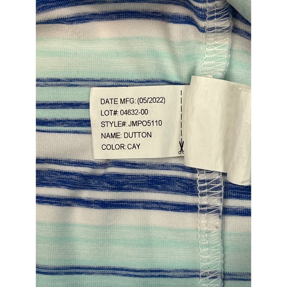 Johnnie-O EUC Polo Shirt Men's XL Blue Green Striped Dutton JMPO5110 Cay color - Picture 9 of 11